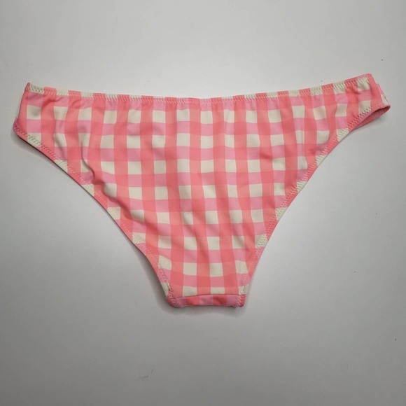Solid & Striped Gingham Check Bikini Bottoms L White Neon Pink Orange - Picture 5 of 10